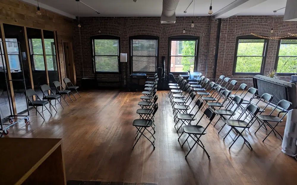 Kink Center event space set up with seating